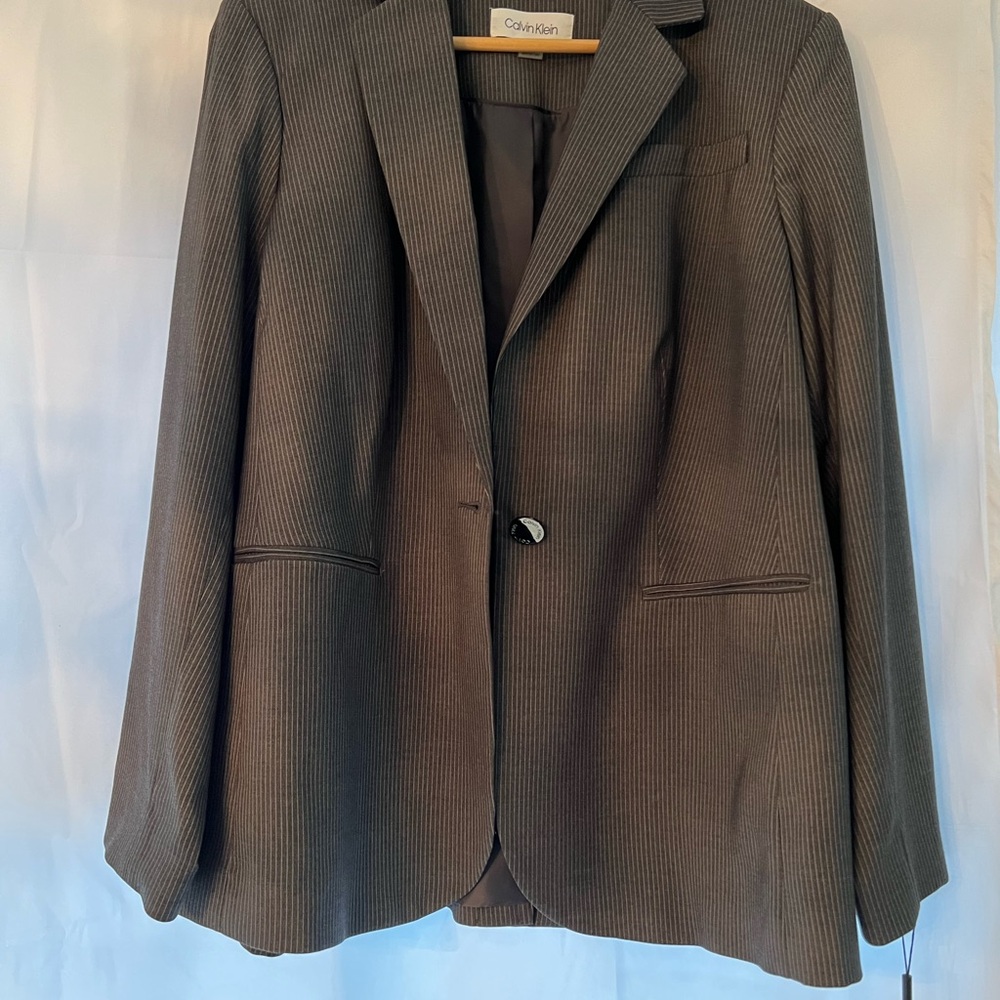 Calvin Klein Gray Pinstripe Blazer